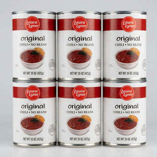 6 Cans of Laura Lynn Chili with No Beans, 15 oz