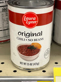 6 Cans of Laura Lynn Chili with No Beans, 15 oz