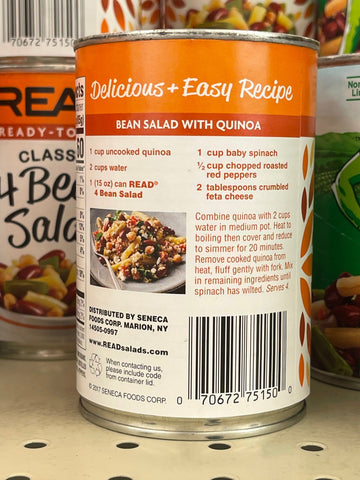 4 Cans Read Ready to Eat 4 Beans Salad 15 oz Can