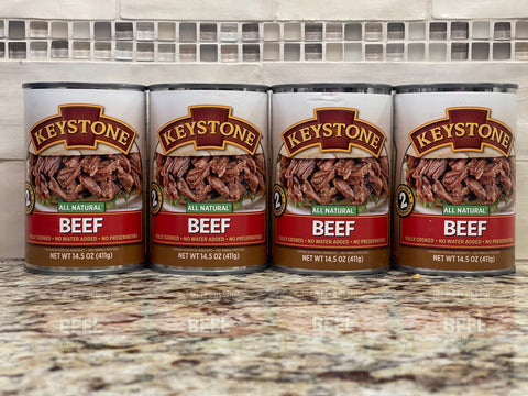 4 CANS Keystone All Natural Beef 14.5 Oz Heat & Serve Roast Stew Rice Soup