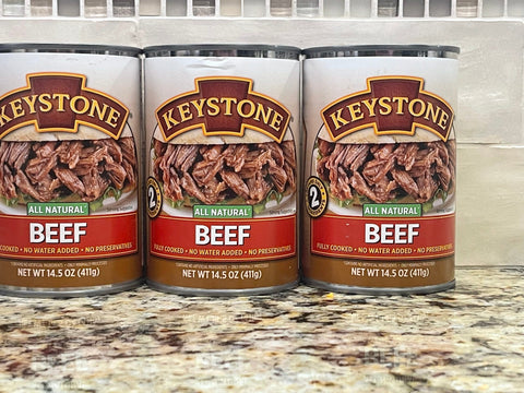 3 CANS Keystone All Natural Beef 14.5 Oz Heat & Serve Roast Stew Rice