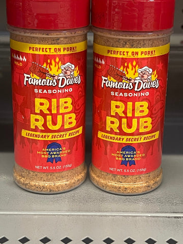 2 JARS Famous Dave’s Rib Rub Seasoning Savory Spice Garlic 5.5 oz