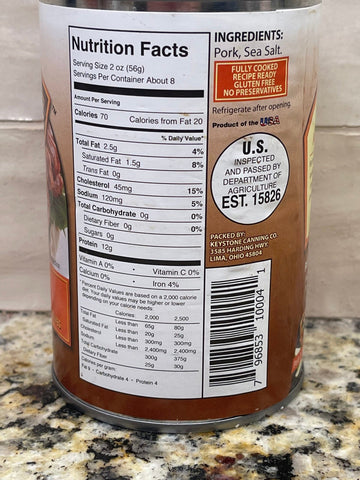 4 Cans Keystone All Natural Pork 14.5 Oz
