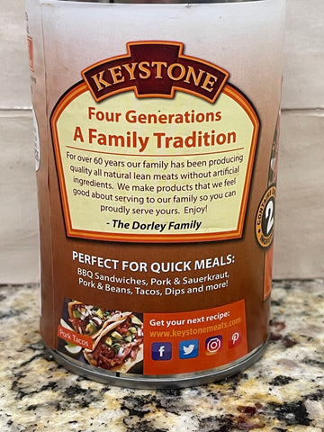 2 Cans Keystone All Natural Pork 14.5 Oz