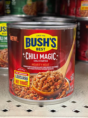 4 CANS Bush's Chili Magic Chili Starter Hearty Heat Hot 16 oz Can Base