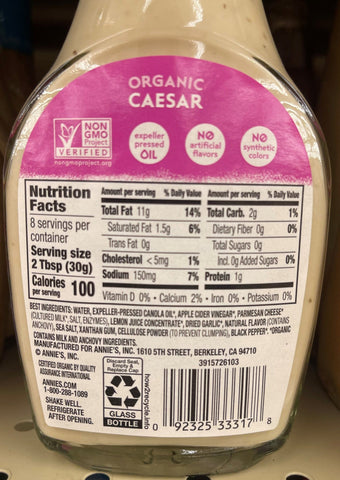Annie's Organic Caesar Salad Dressing 8 oz Bottle Non-GMO