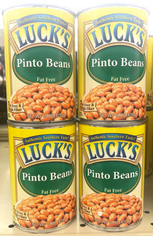 4 Cans Luck's Pinto Beans Fat Free 15 oz Can