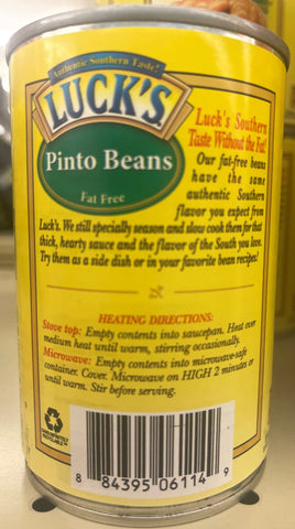 6 CANS Luck's Pinto Beans Fat Free 15 oz Can Vegetable Bean