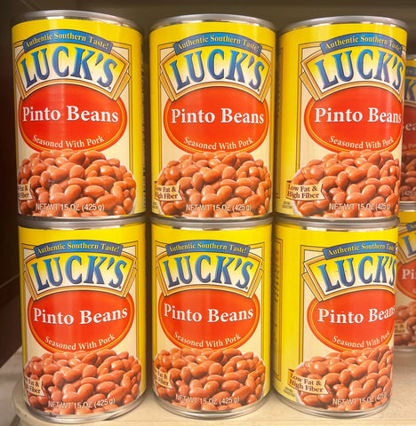 6 CANS Luck's Pinto Beans Seasoned with Pork 15 oz Can Vegetable Bean