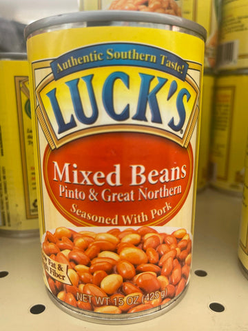 10 Cans of Luck's Mixed Beans Pinto Great Northern with Pork, 15 oz