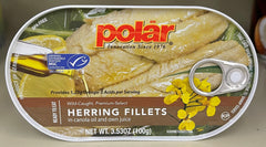 MW Polar Wild Caught Herring Fillets in Canola Oil 3.53 oz Tin Sardines Fish Can