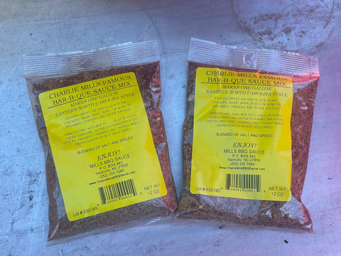 2 Bags makes 2 Gallons Charlie Mills Famous Bar-B-Que Sauce Mix BBQ Eastern NC