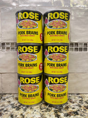 6 Cans Rose Pork Brains with Milk Gravy 7 Oz Can Pig Breakfast Eggs