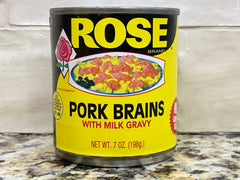 Rose Pork Brains with Milk Gravy 7 Ounce Can Breakfast with eggs Boone Brands