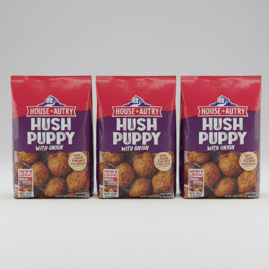 3 Bags of House Autry Hush Puppy with Onion Mix Batter Fry Flour, 2 lb
