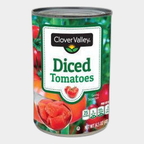 6 Cans Clover Valley Diced Tomatoes, 14.5 oz