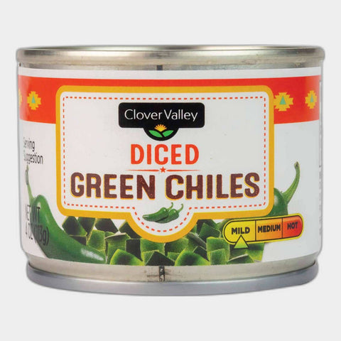 6 Cans Clover Valley Diced Green Chiles, 4 oz
