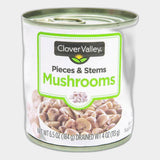 6 Cans Clover Valley Mushrooms Pieces & Stems, 4 oz