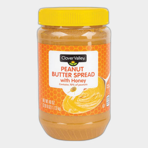 2 Jars Clover Valley Peanut Butter Spread with Honey, 40 oz