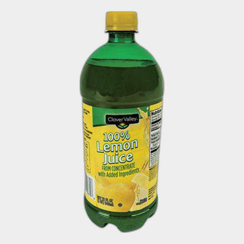 2 Bottles Clover Valley 100% Lemon Juice, 32 fl oz
