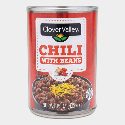6 Cans Clover Valley Chili with Beans, 15 oz