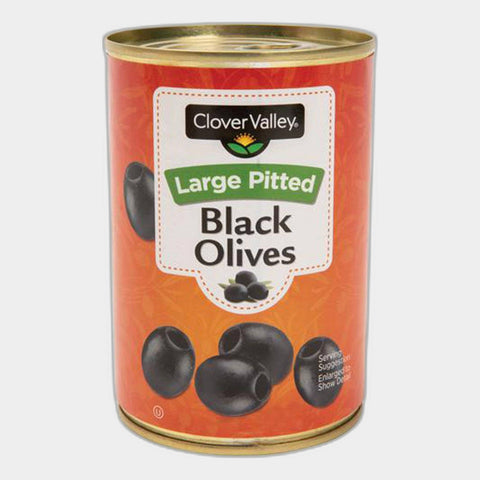 6 Cans Clover Valley Large Pitted Black Olives, 6 oz