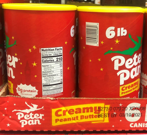 12 lbs of Peter Pan Creamy Peanut Butter 2 - 6lb Jars Cans Sandwich Jelly FREE SHIP