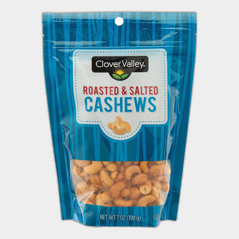 Clover Valley Roasted & Salted Whole Cashews, 7 oz