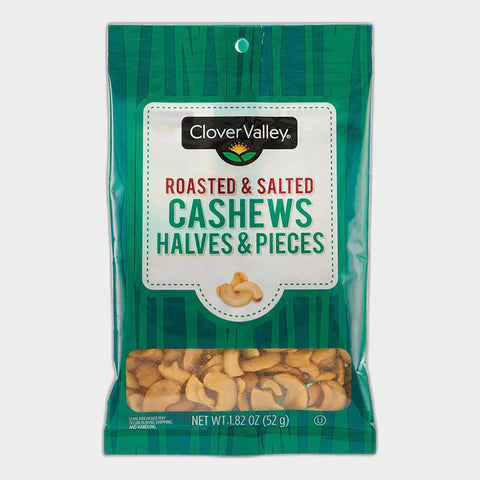 Clover Valley Roasted & Salted Halves & Pieces Cashews, 1.82 oz