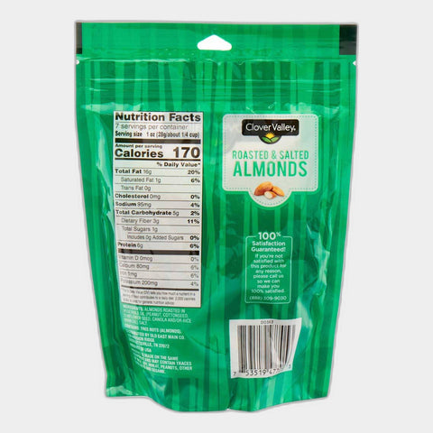Clover Valley Roasted & Salted Almonds, 7 oz