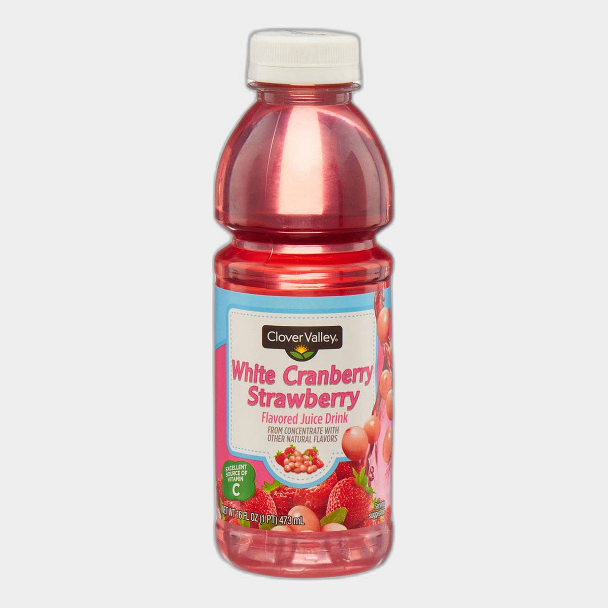 Clover Valley White Cranberry Strawberry Flavored Juice Drink Bottle, 16 fl oz