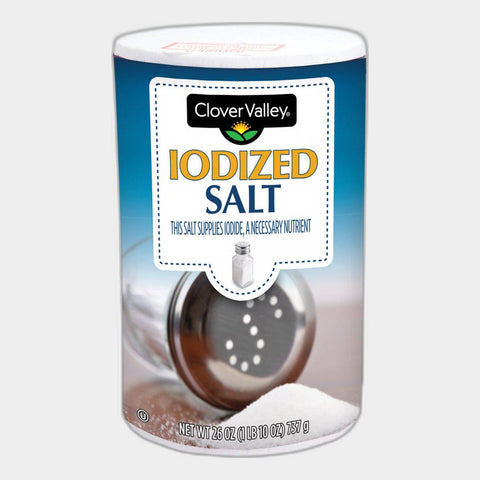 2 Containers Clover Valley Iodized Salt, 26 oz
