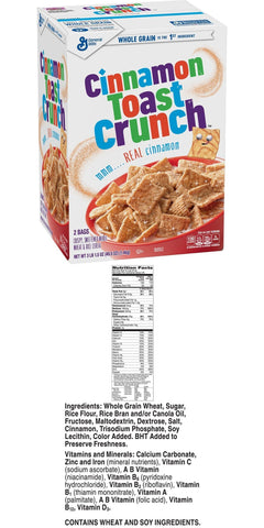 General Mills Cinnamon Toast Crunch Cereal 49.5 oz 2 Bags Breakfast Milk