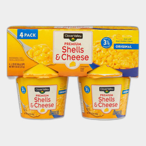 2 Packs Clover Valley Premium Shells & Cheese Microwaveable Cups, 4 pk