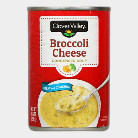 6 Cans Clover Valley Broccoli Cheese Condensed Soup, 10.5 oz