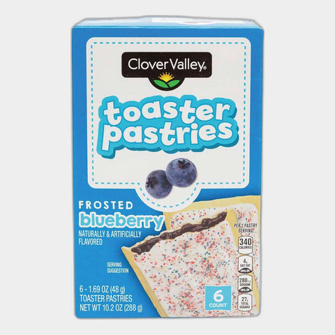 2 Boxes Clover Valley Toaster Pastries, Frosted Blueberry, 6 ct