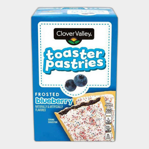 2 Boxes Clover Valley Toaster Pastries, Frosted Blueberry, 11 oz, 6 ct