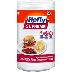 Hefty Supreme 3-Section 10 1/4" Foam Plate 200 count styrofoam lunch paper