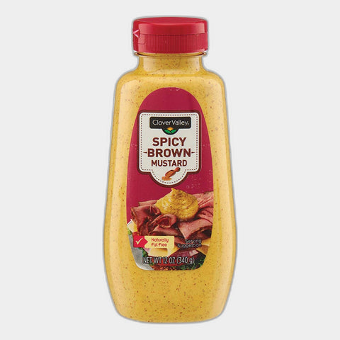 4 Bottles Clover Valley Spicy Brown Mustard, 12 oz