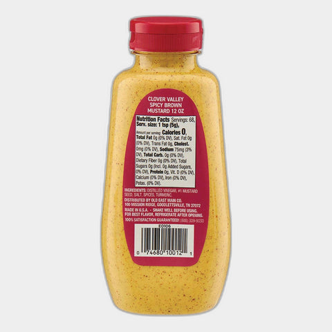 4 Bottles Clover Valley Spicy Brown Mustard, 12 oz