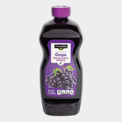 2 Bottles Clover Valley Squeeze Spread Grape Jelly, 19 oz