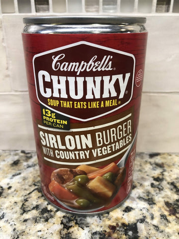 12 Campbell's CHUNKY Sirloin Burger w Country Vegetables Soup 18.8 oz Cans FR...