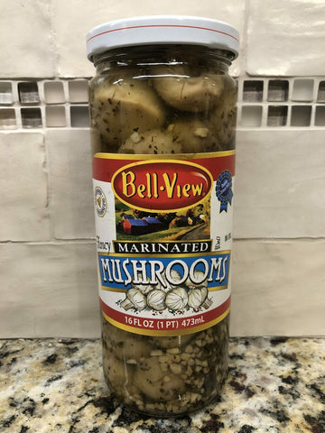 Bell-View Fancy Marinated Mushrooms in Oil 16.0 FL OZ pickled sweet tangy pickle