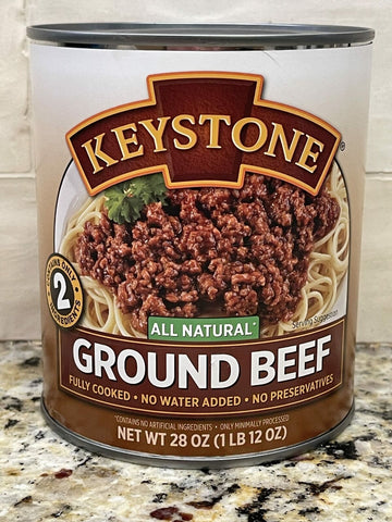 12 CANS Keystone All Natural Ground Beef 28 Oz Hamburger Tacos Spaghetti