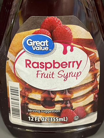 FOUR BOTTLES Great Value Raspberry Fruit Syrup 12 fl oz Pancake Waffle Breakfast