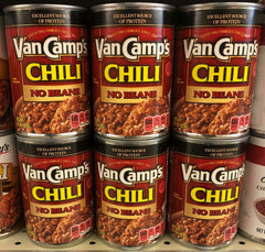 6 CANS Van Camp's Chili No Beans 15 oz Can Beef Pork Dip Stew Potato