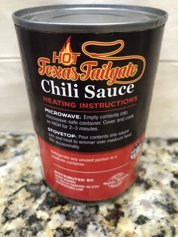 6 CANS Hot Texas Tailgate Chili Sauce Hot Dog Hamburger Sauce Pete