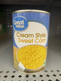 12 CANS Great Value Cream Style Sweet Corn 14.25 oz Can Vegetable Dozen