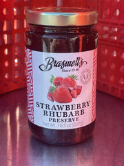 Braswells Strawberry Rhubarb Preserve 10.5 oz Jar Savory Jam Jelly Marmalade