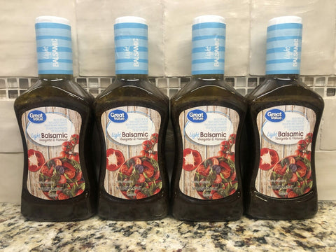 4 BOTTLES Great Value Balsamic Vinaigrette Salad Dressing & Marinade 16 oz FR...